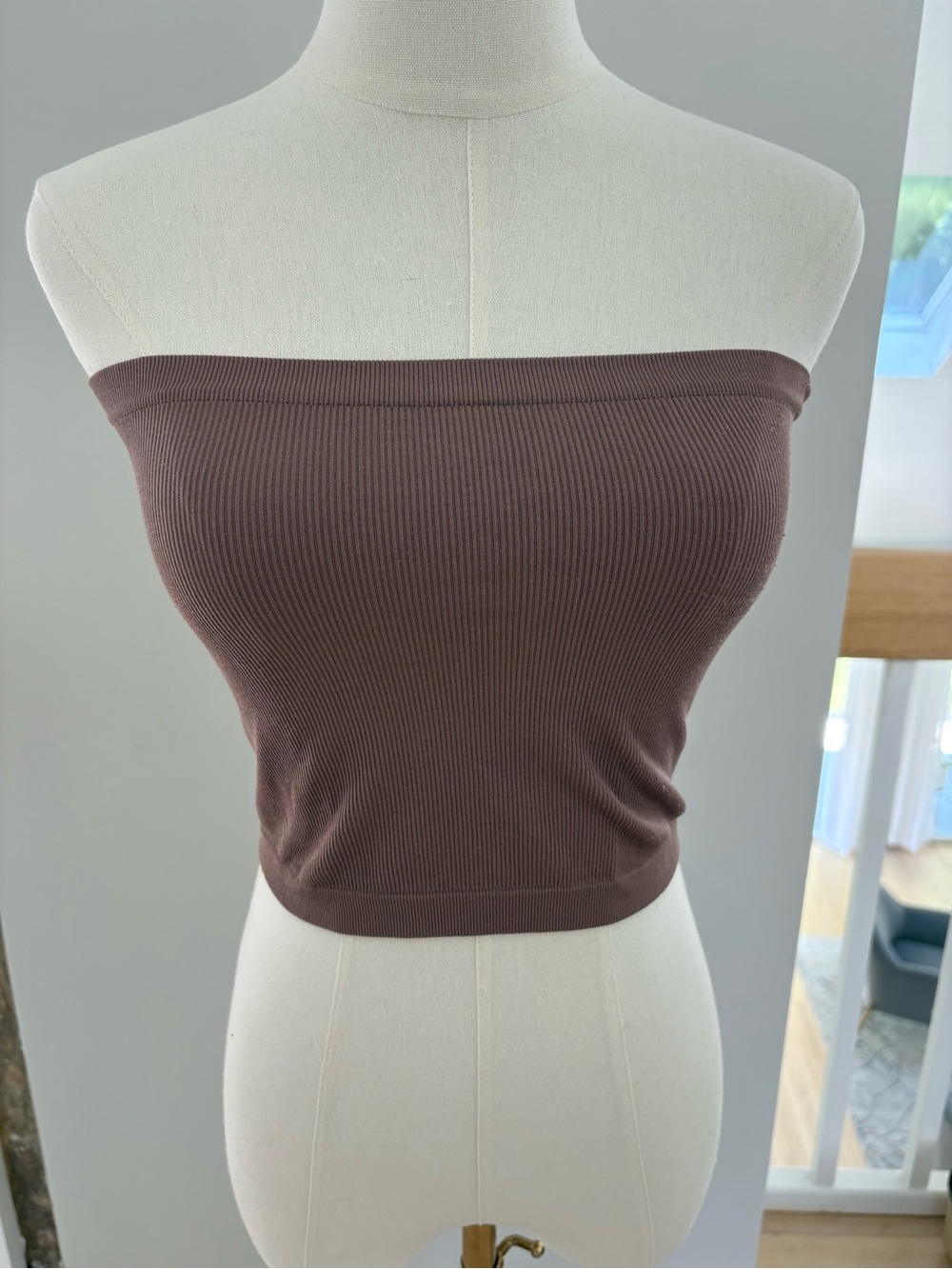 Ribbed Crop Top in Chocolate